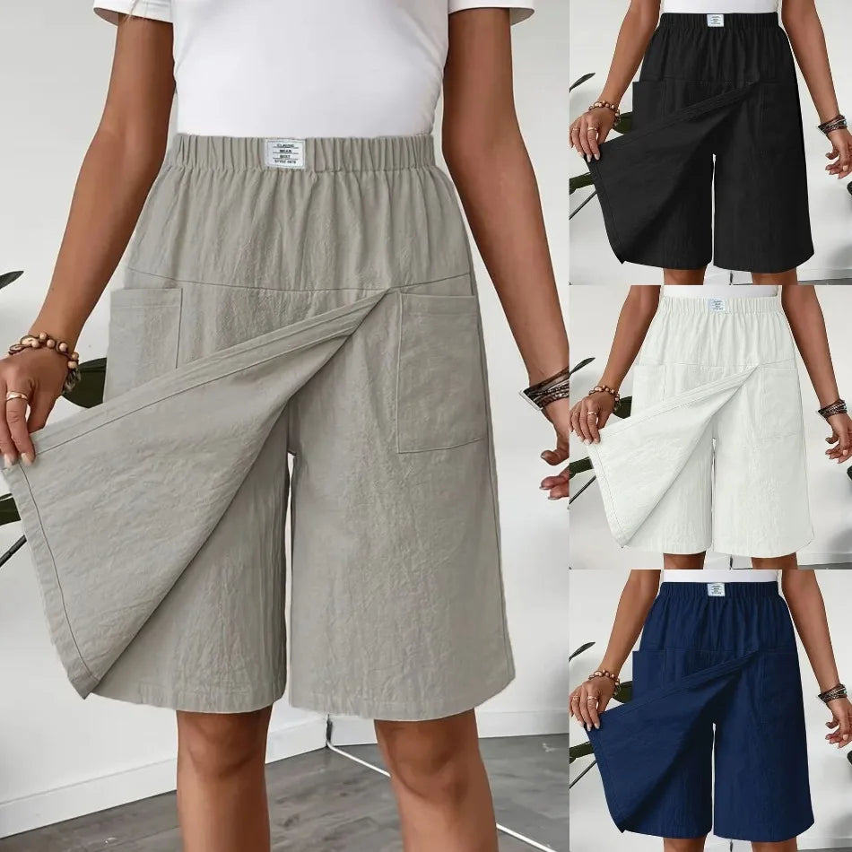 Shorts Saia Serena™ em Linho de Algodão com Elegância Premium