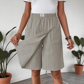Shorts Saia Serena™ em Linho de Algodão com Elegância Premium