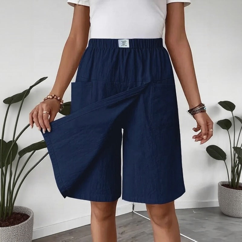 Shorts Saia Serena™ em Linho de Algodão com Elegância Premium