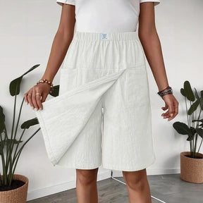 Shorts Saia Serena™ em Linho de Algodão com Elegância Premium